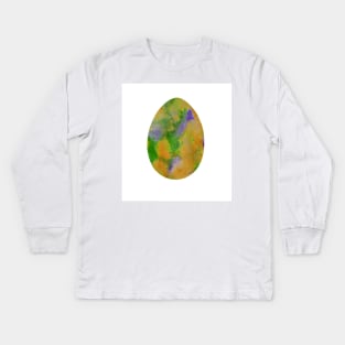 Easter egg - bright and colorful, isolated on white background. Watercolor textured painting. Design for background, cover and packaging, Easter and food illustration, greeting card. Kids Long Sleeve T-Shirt